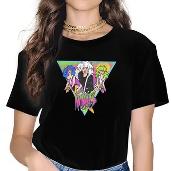 Jem ir hologramos Roxy Stormer marškinėliai Vintažiniai gotikiniai moteriški poliesterio trišakiai O-Kaklas