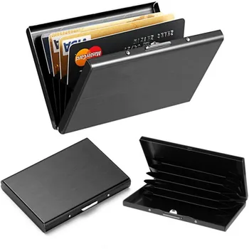 1pc Kortelės laikiklis Vyrai RFID blokuoja aliuminio metalą Plona piniginė Pinigų krepšys Apsaugos nuo nuskaitymo kredito kortelių laikiklis Plonas dėklas Maža vyriška piniginė
