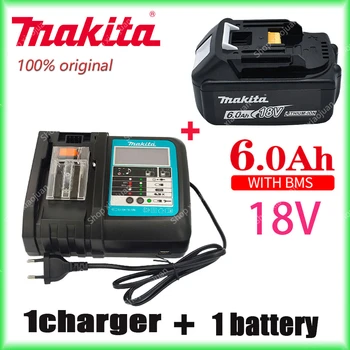 Makita-100% originali įkraunama elektrinio įrankio baterija, keičiama LED ličio jonų, 6.0 Ah 18V LXT BL1860B BL1860BL1850