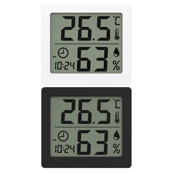 Patogus temperatūros ir drėgmės matuoklis su laikrodžio funkcija Skaitmeninis termometras Higrometras, būtinas naminių gyvūnėlių auginimui