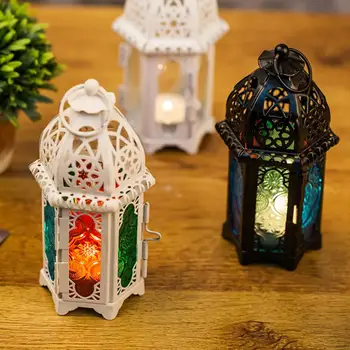 Maroko kaustyto stiklo žvakidė Kūrybinė namų žvakidė Žibintas Dekoro vėjo lempa Klasikinis žvakių laikiklis Stalinė lempa