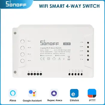 SONOFF 4CH R3/ 4CH PRO R3 4 Gang Smart WiFi jungiklio modulis Balso valdymo blokavimo colių valdymas per eWeLink Alexa Google Home